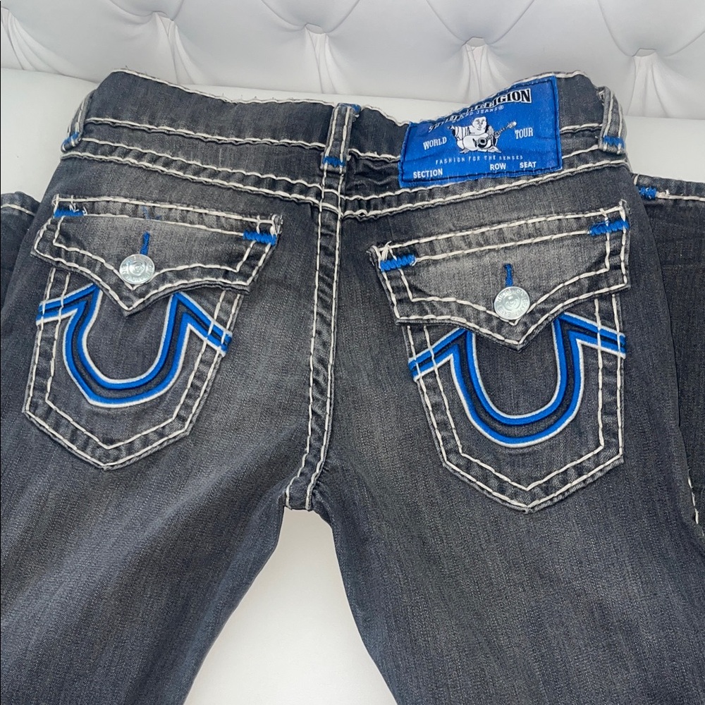 True Religion Black Jeans with Blue Accents